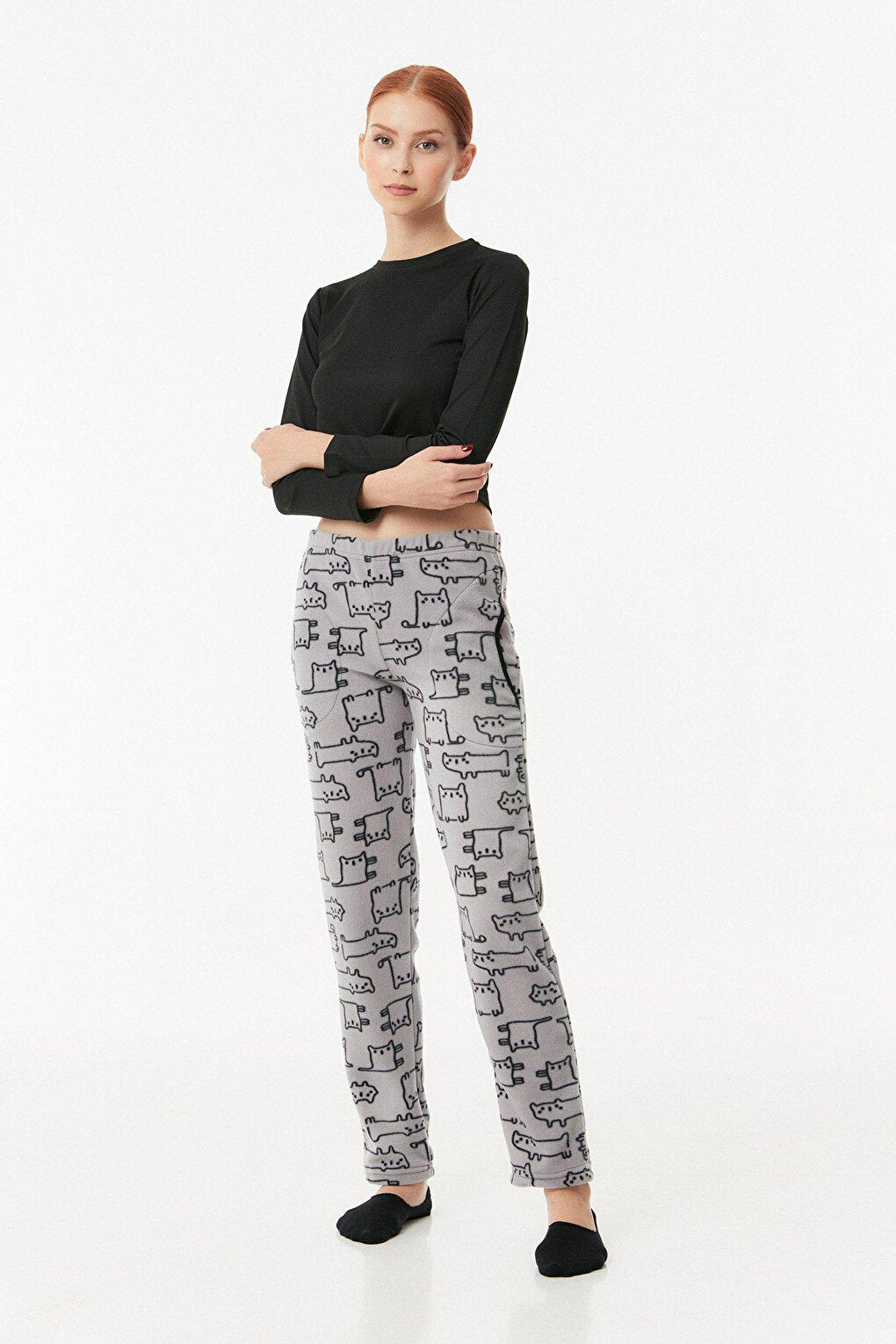 Printed Fleece Pajama Bottoms