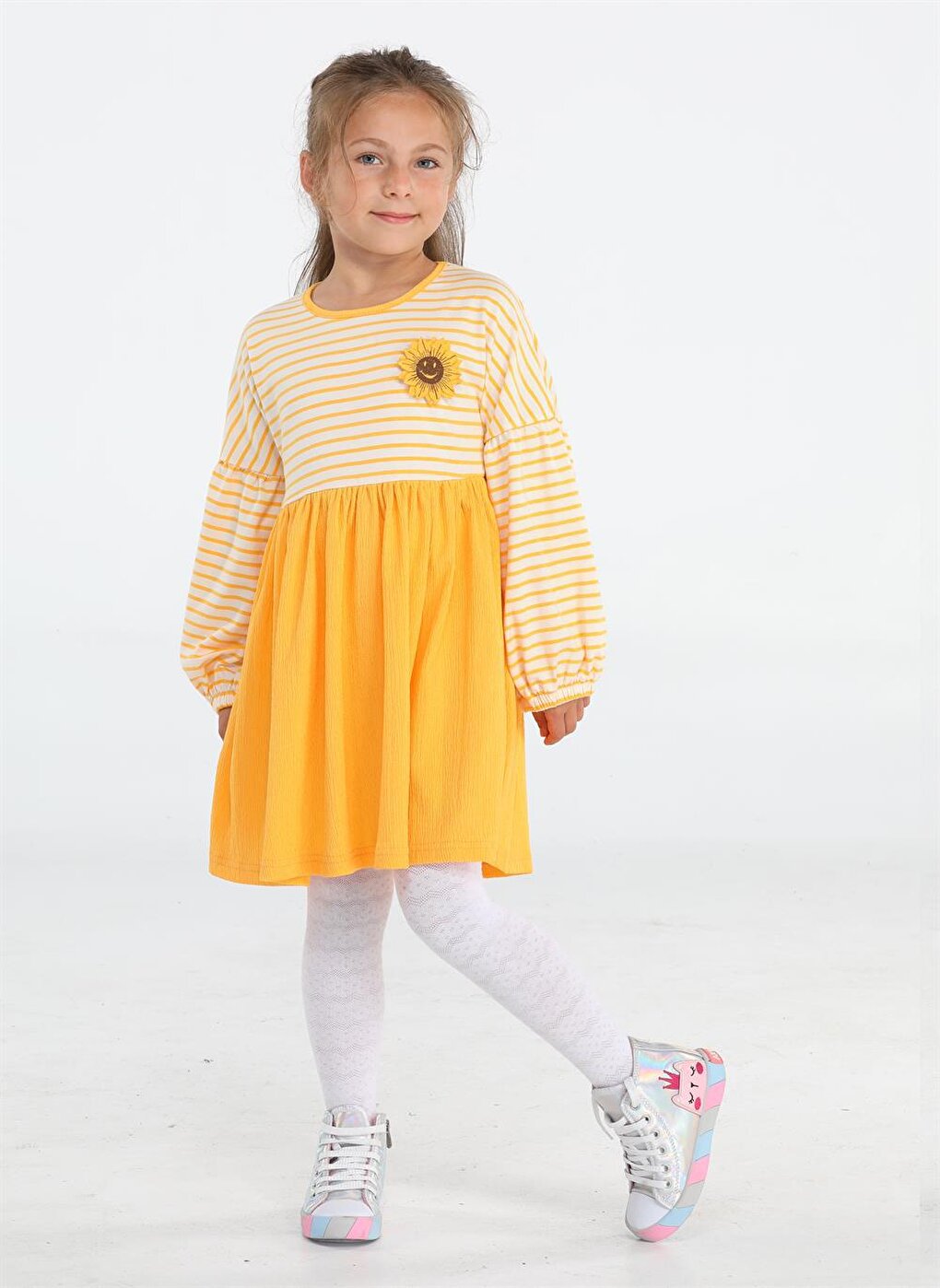 Sunflower Yellow Striped Girls Dress