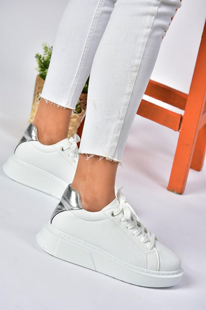 P848231409 White/Silver Women's Sneakers