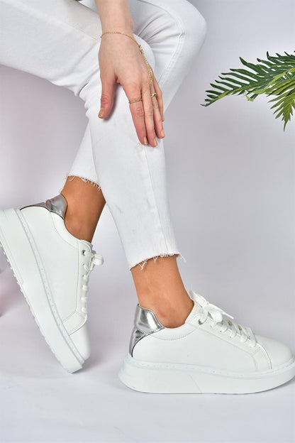 P848231409 White/Silver Women's Sneakers