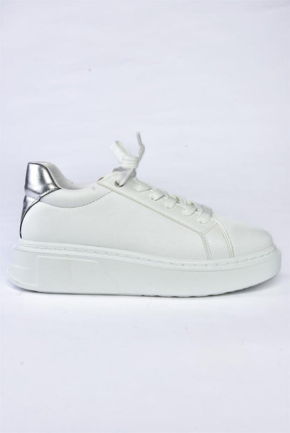 P848231409 White/Silver Women's Sneakers