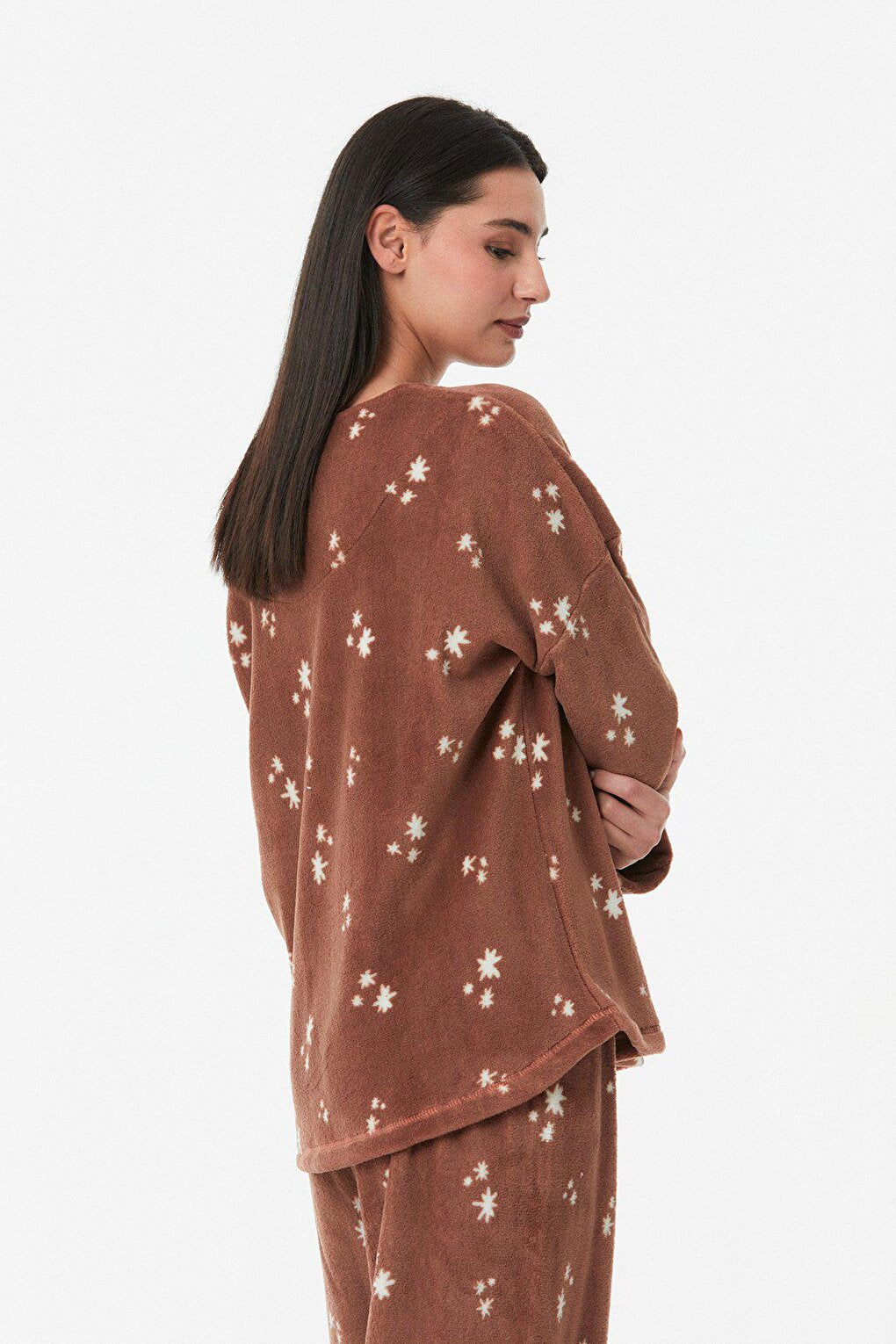 Star Printed Crew Neck Pajama Set