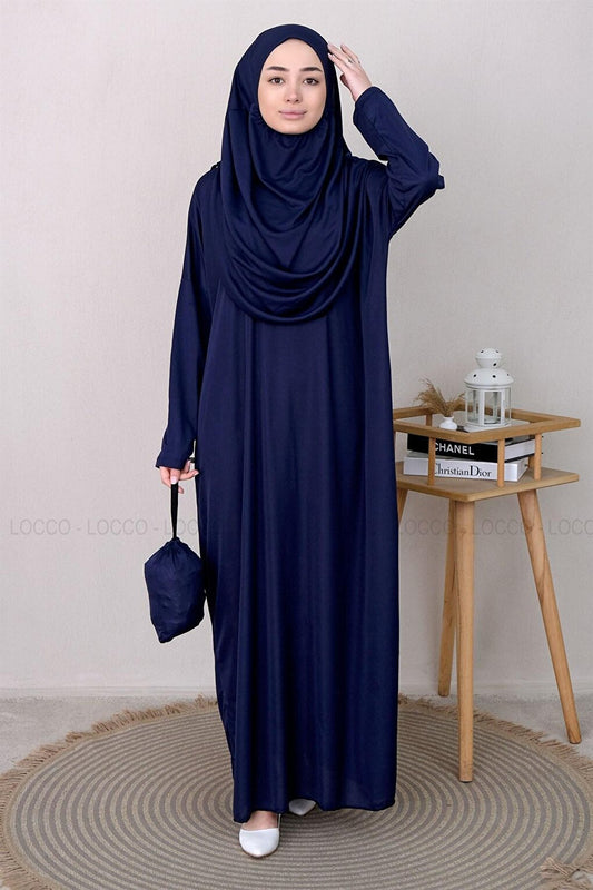 One Piece Dress with Bag Navy Blue