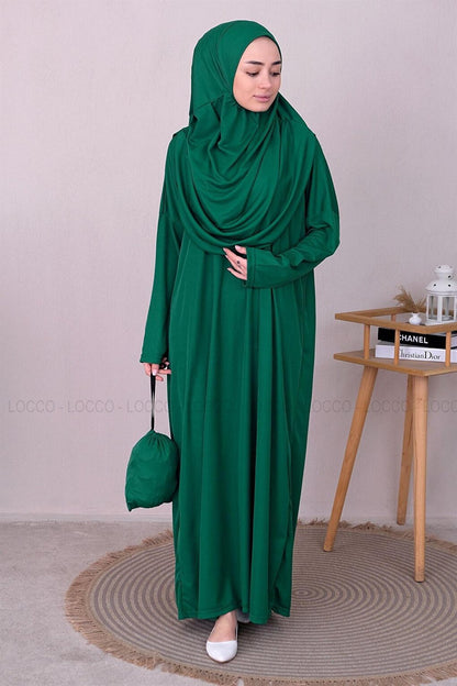 ONE PIECE PRAYER DRESS WITH BAGS EMERALD GREEN