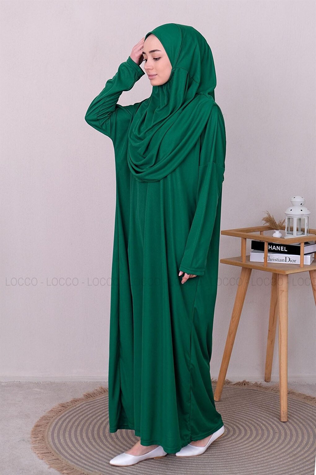 ONE PIECE PRAYER DRESS WITH BAGS EMERALD GREEN