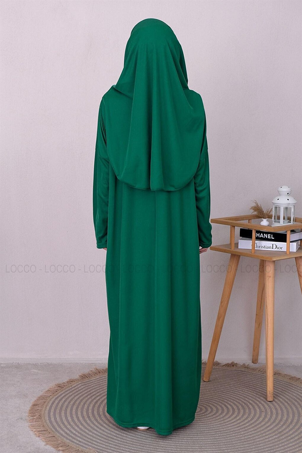 ONE PIECE PRAYER DRESS WITH BAGS EMERALD GREEN