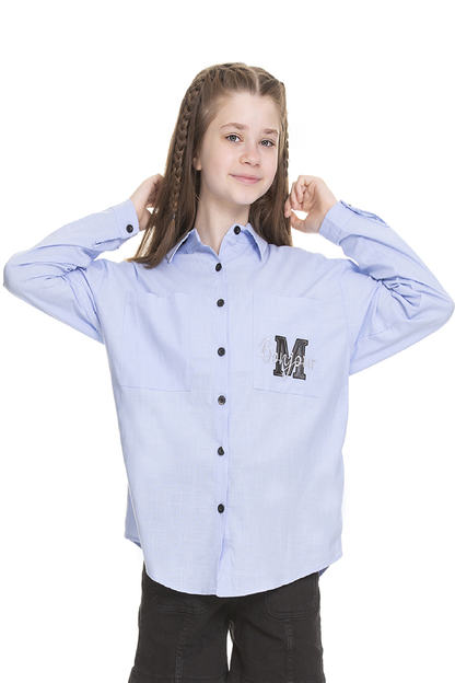 Girl Child Pocket Printed Linen Shirt 8-14 Years