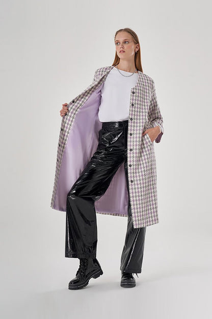 Tweed Patterned Lilac Cape