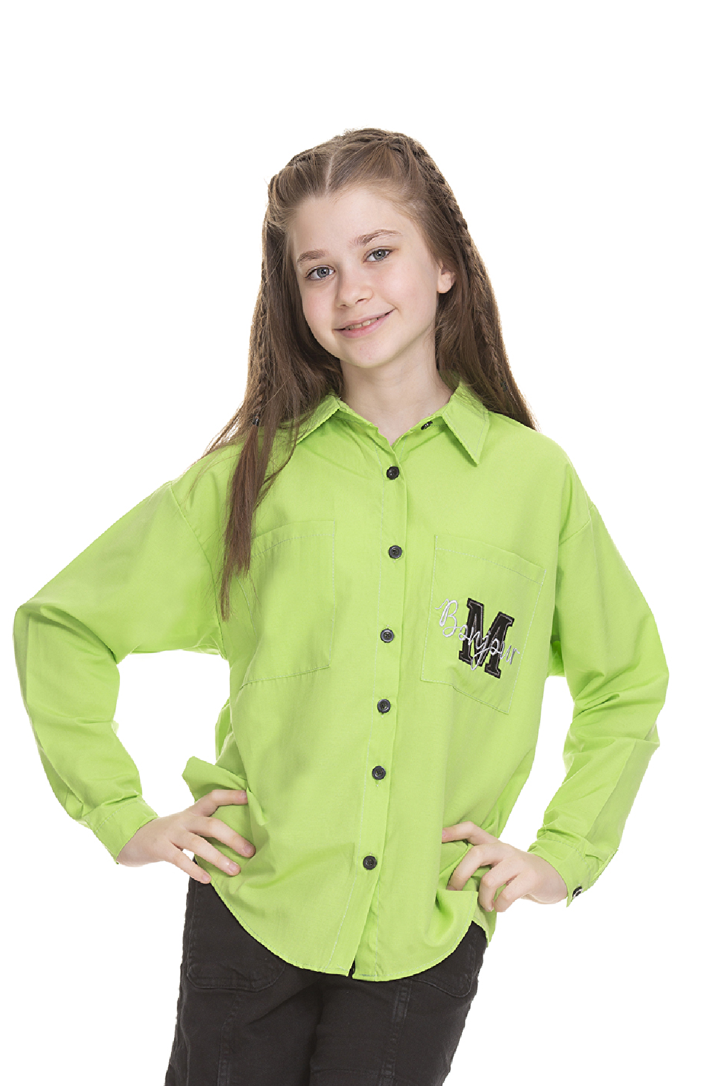 Girl's Pocket Printed Linen Shirt 8-14 Years