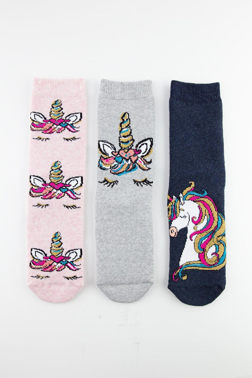 3-Piece Unicorn Non-Slip Sole Towel Children's Socks