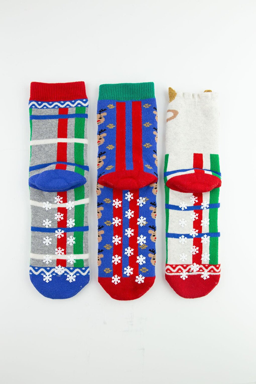 3-Piece Striped Deer Anti-Slip Towel Children's Socks