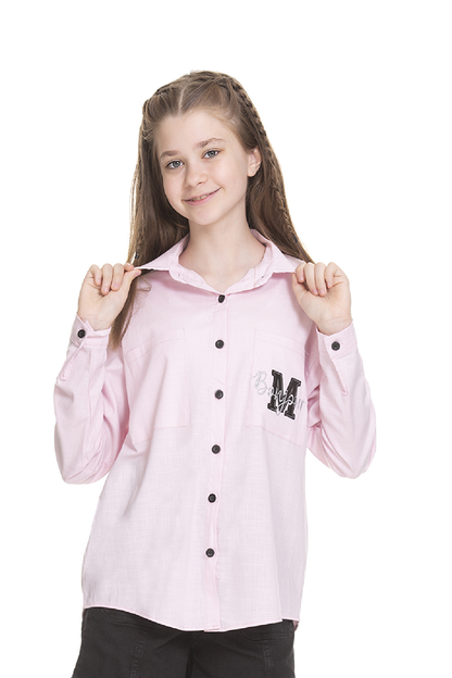 Girl's Pocket Printed Linen Shirt 8-14 Years