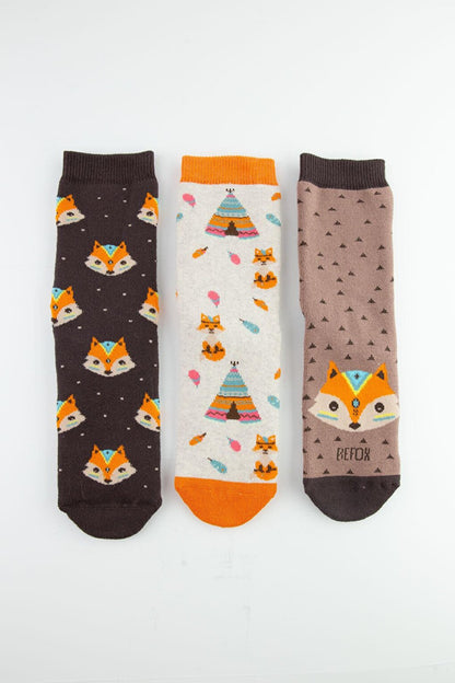 3 Pack Fox Anti-Slip Towel Children's Socks