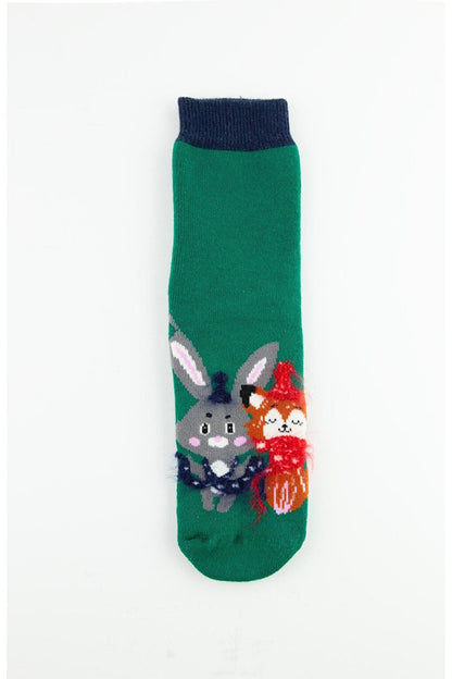 3 Pack Fox Rabbit Anti-Slip Towel Children's Socks