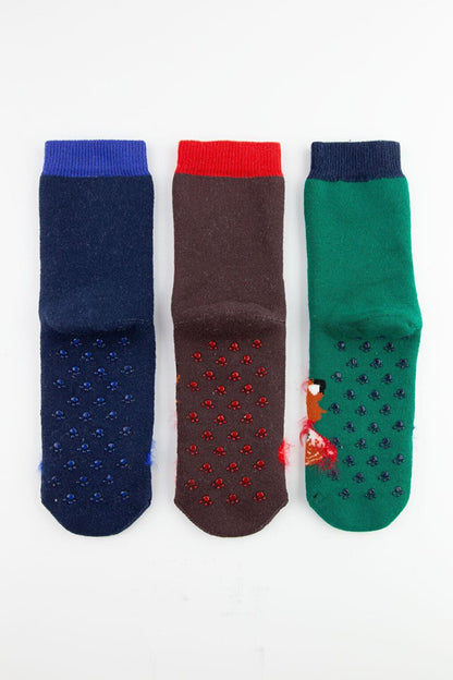 3 Pack Fox Rabbit Anti-Slip Towel Children's Socks