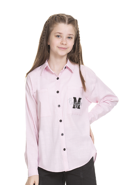 Girl's Pocket Printed Linen Shirt 8-14 Years