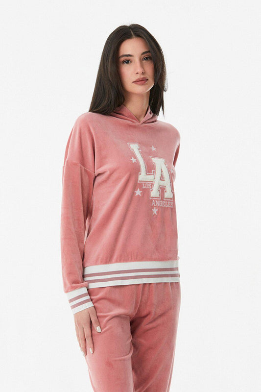 Embroidered Hooded Pajama Set