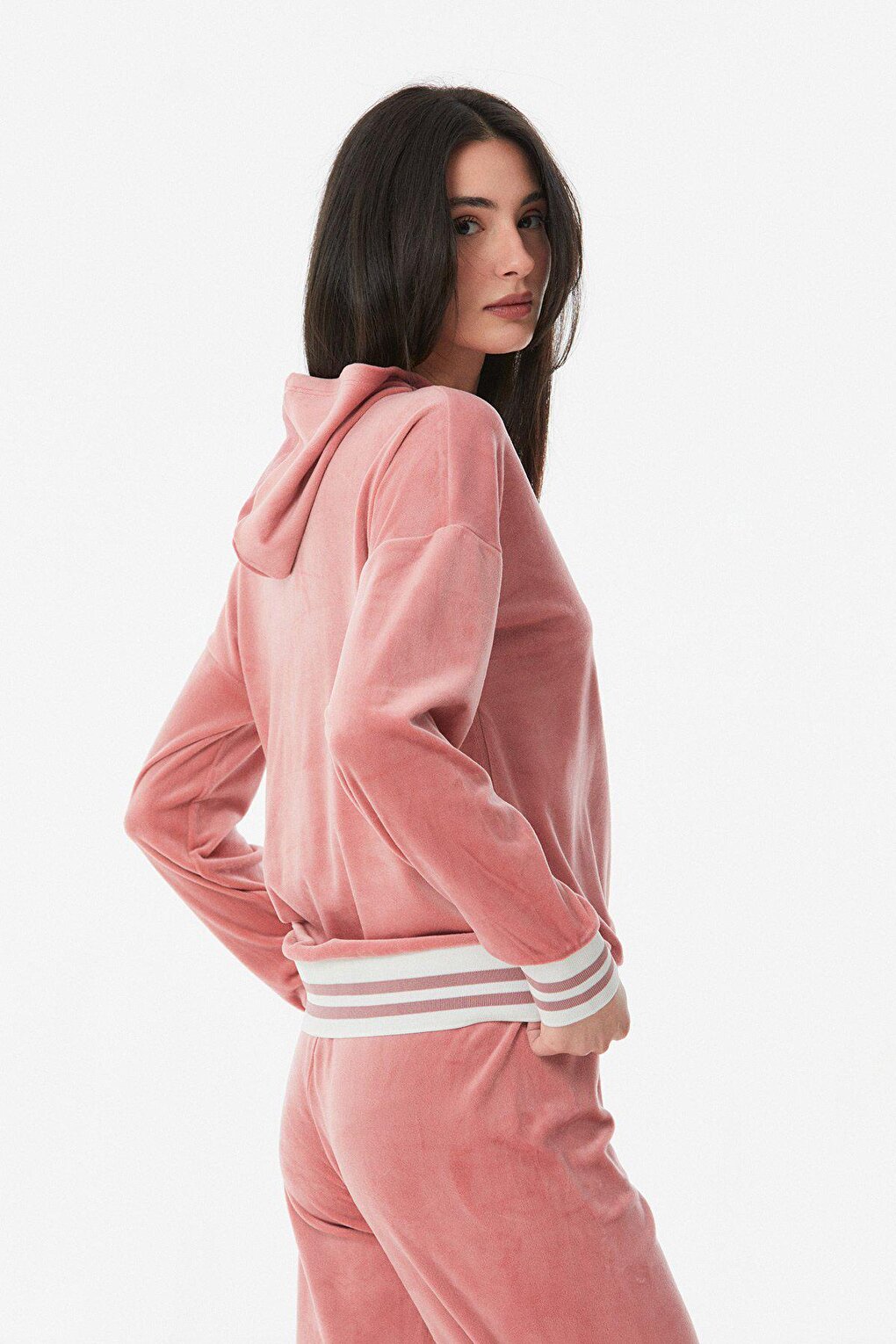 Embroidered Hooded Pajama Set