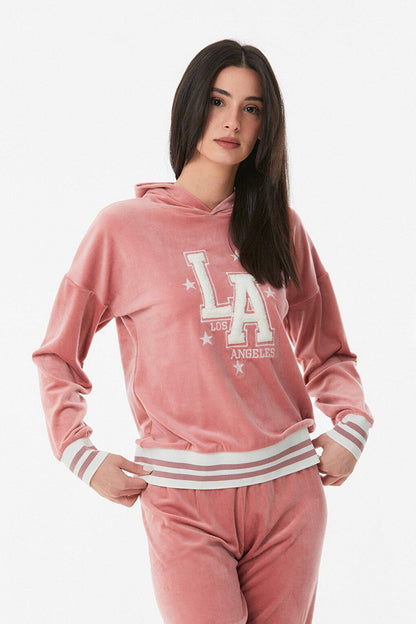 Embroidered Hooded Pajama Set