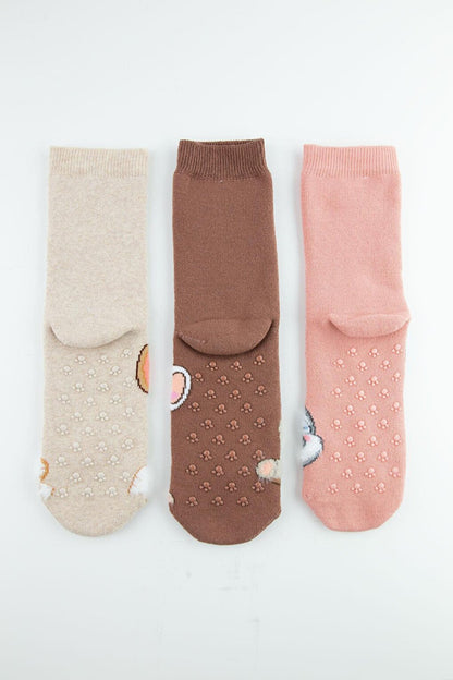 3-Piece Rabbit Anti-Slip Sole Towel Children's Socks