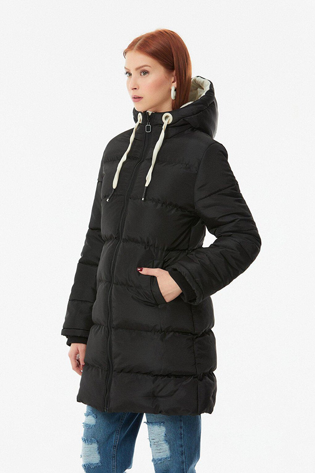 Zippered Hooded Puffer Jacket