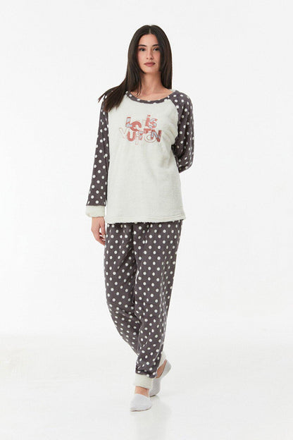 Embroidered Crew Neck Pajama Set