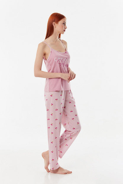 Gingham Patterned 3-Piece Pajama Set