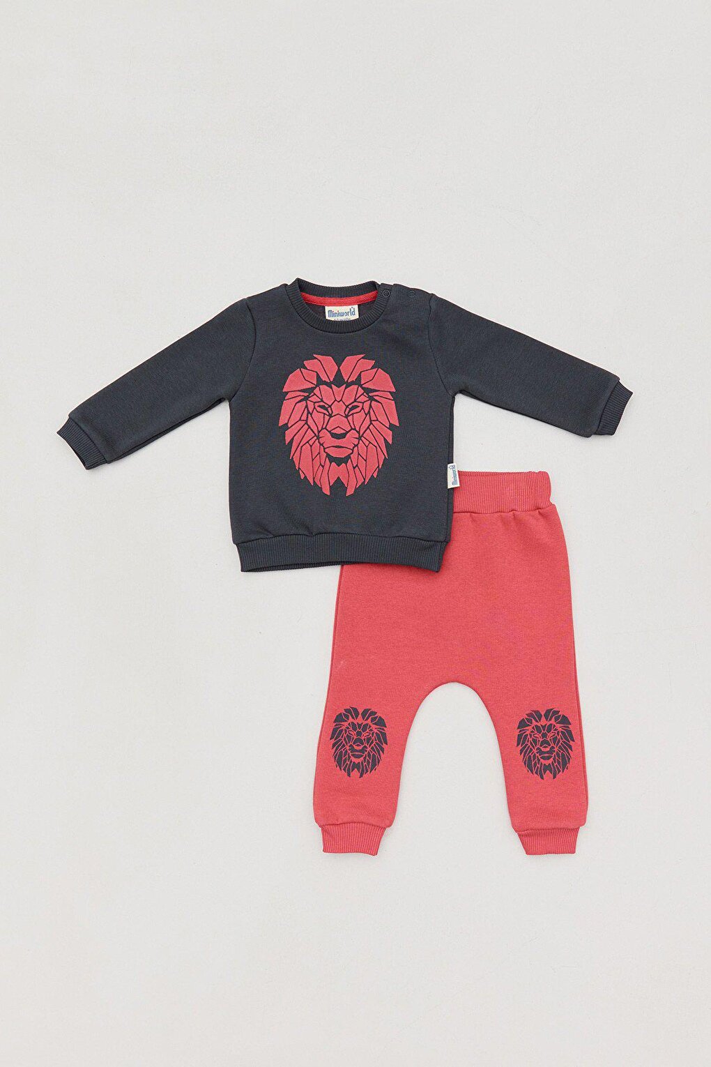 Lion Printed Crew Neck Kids Suit