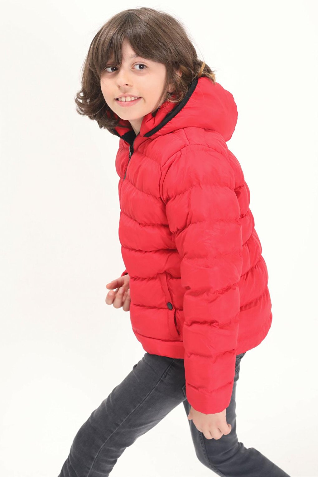 Boy's Straight Stitched Red Puffer Coat 15635