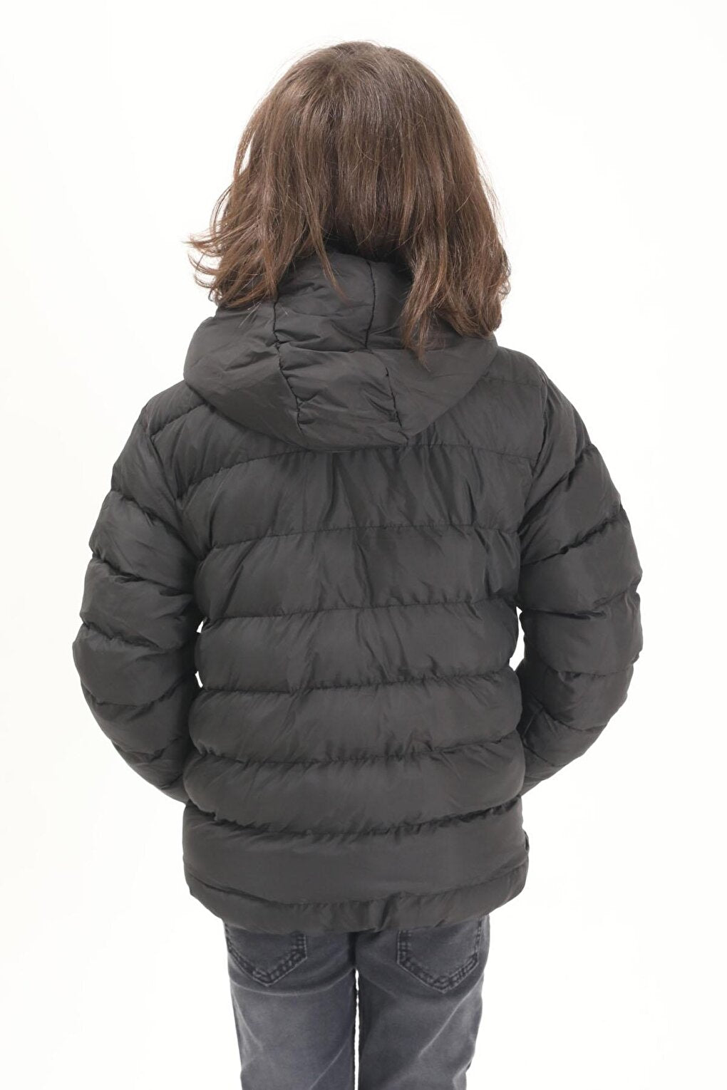 Boy's Straight Stitched Black Puffer Coat 15636