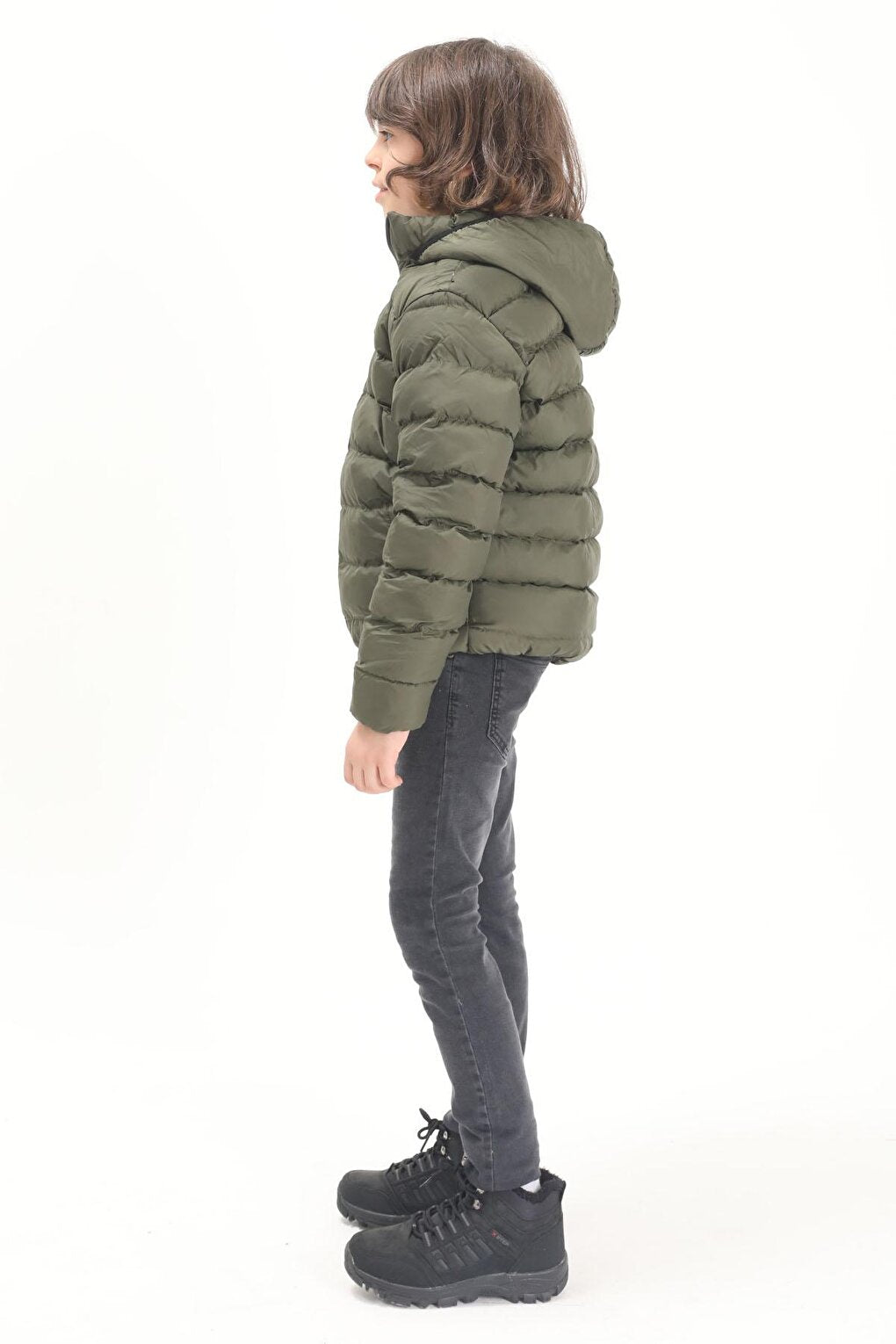 Boy's Straight Stitched Green Puffer Coat 15637