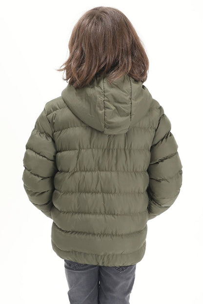 Boy's Straight Stitched Green Puffer Coat 15637