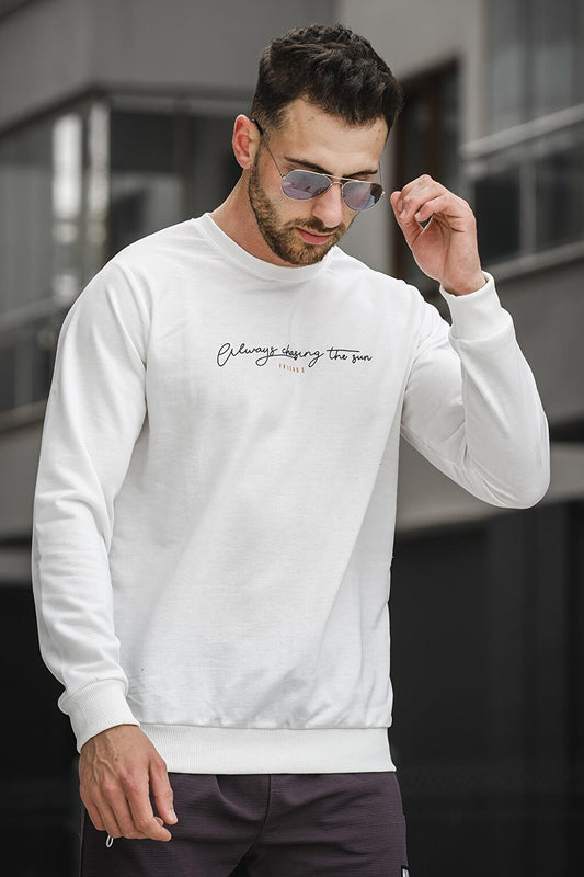 Friends Printed Slim Fit Lycra Crew Neck Men's Sweatshirt