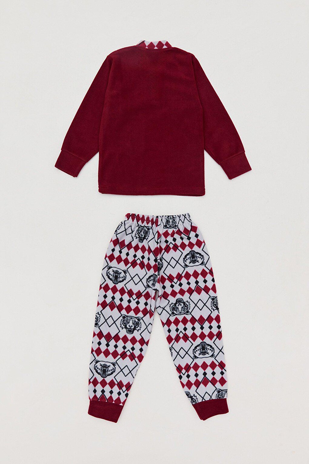 Embroidered High Collar Fleece Boys' Pajama Set