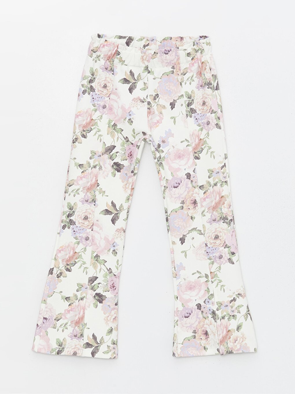 Girl's Floral Patterned Front Slit Trousers