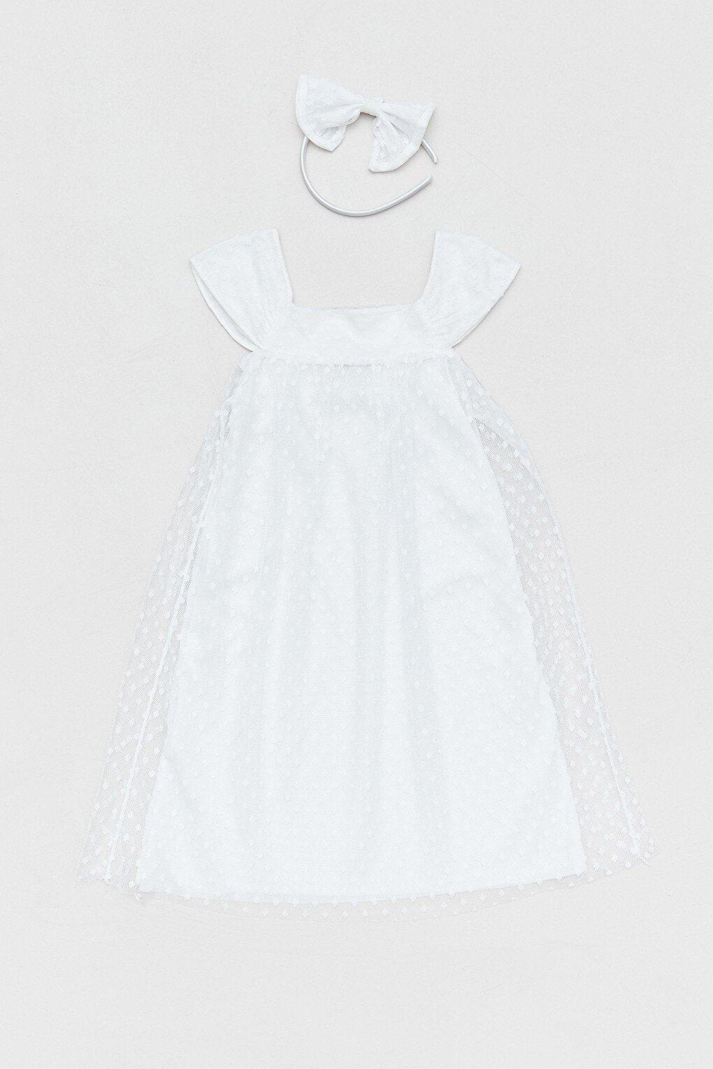 Polka Dot Crown Detailed Girl's Dress