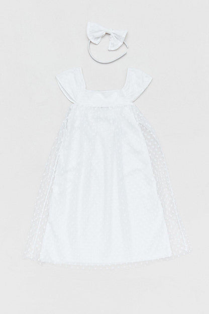 Polka Dot Crown Detailed Girl's Dress