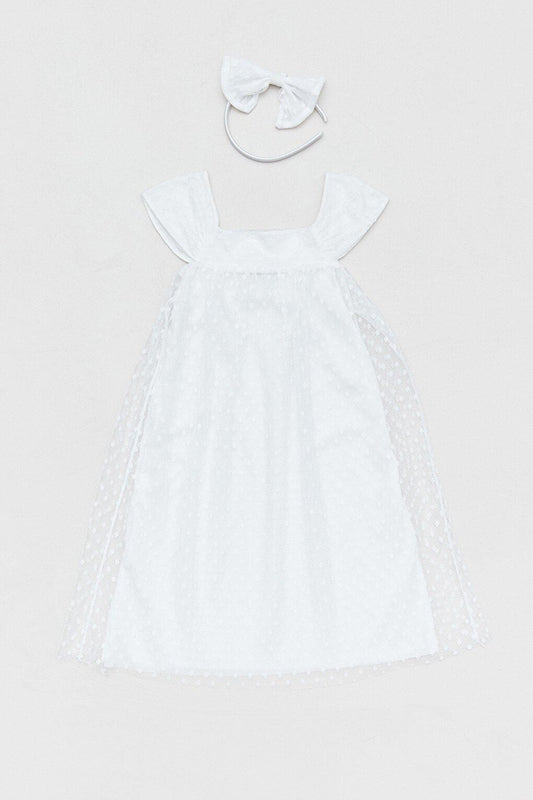 Polka Dot Crown Detailed Girl's Dress