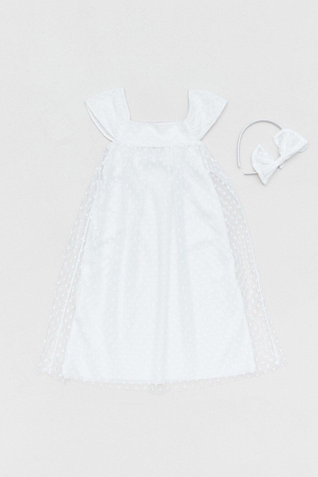 Polka Dot Crown Detailed Girl's Dress