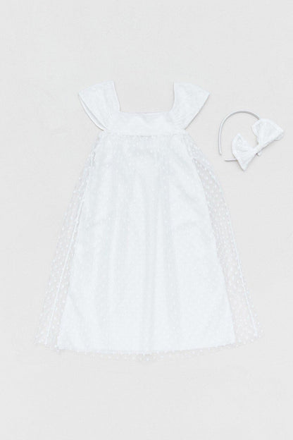 Polka Dot Crown Detailed Girl's Dress