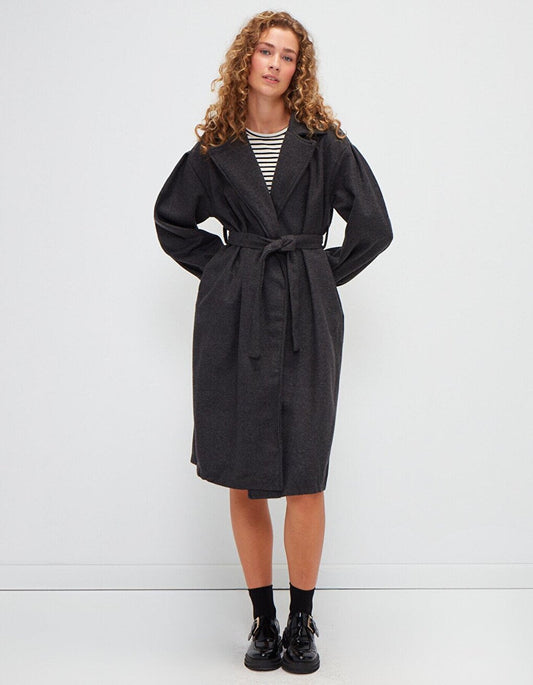 Double Breasted Collar Plain Cuff Coat