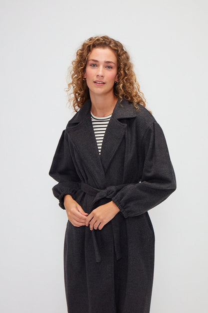 Double Breasted Collar Plain Cuff Coat