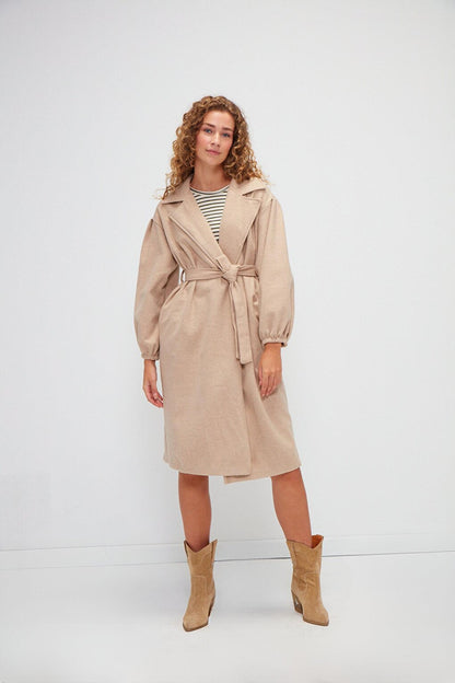 Double Breasted Collar Plain Cuff Coat