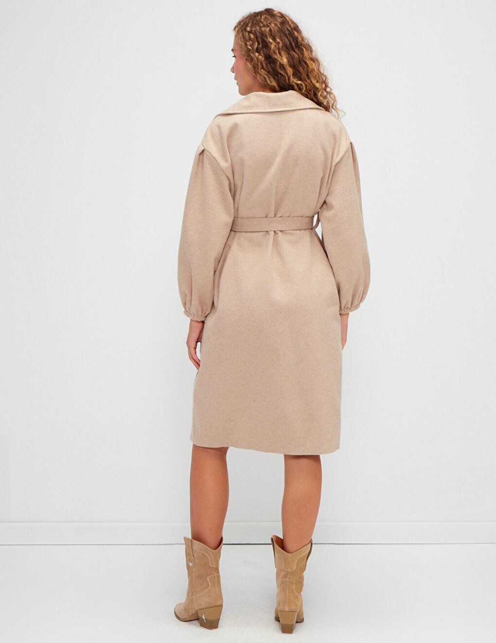 Double Breasted Collar Plain Cuff Coat