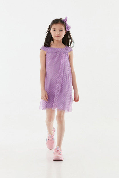 Polka Dot Crown Detailed Girl's Dress