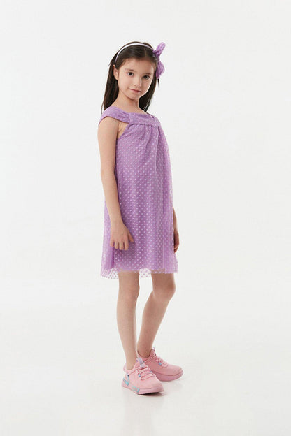 Polka Dot Crown Detailed Girl's Dress