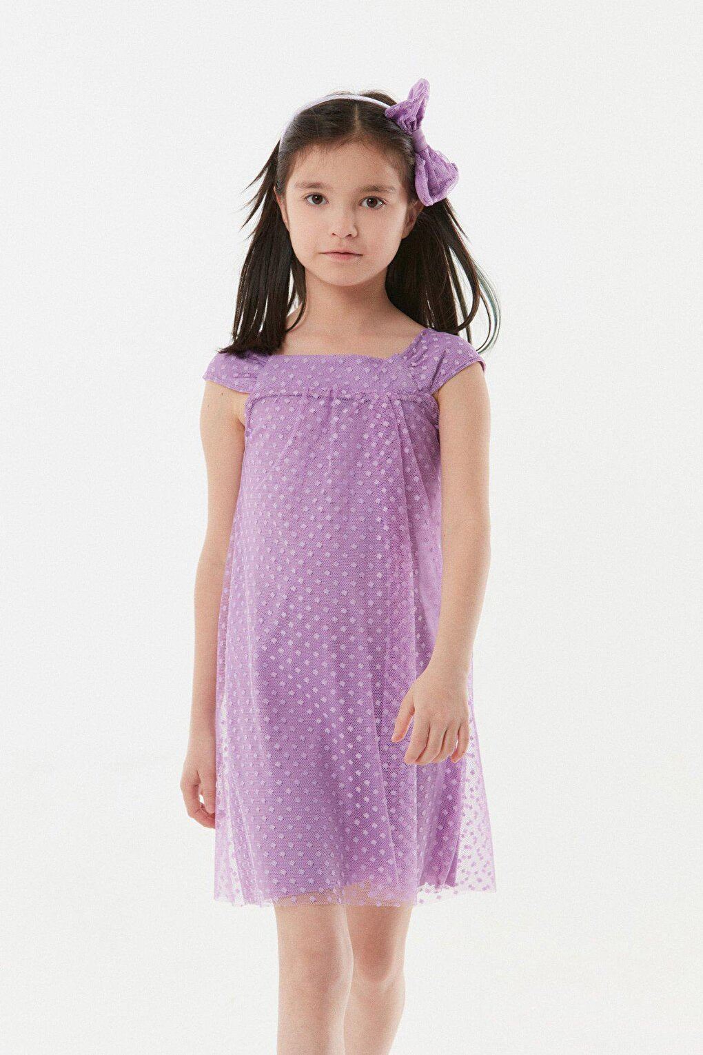 Polka Dot Crown Detailed Girl's Dress