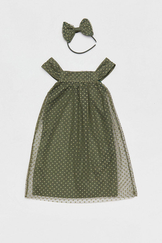 Polka Dot Crown Detailed Girl's Dress