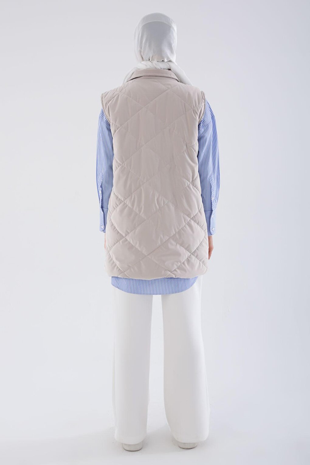 Quilted Puffer Vest with Stone Snaps and Zipper