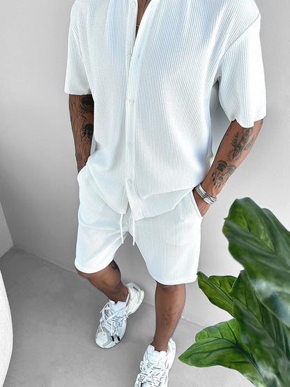 Oversize Ribbed Shorts White